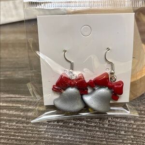 Red and Silver Bell Earrings